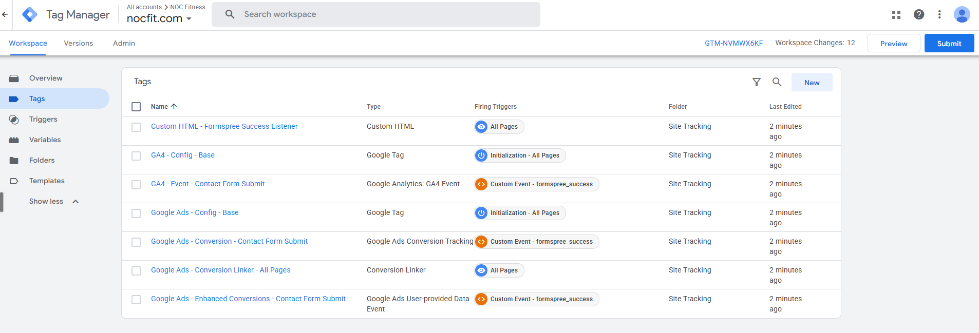 Google Tag Manager container with GA4 configuration, Google Ads conversion, Conversion Linker and Enhanced Conversions tags