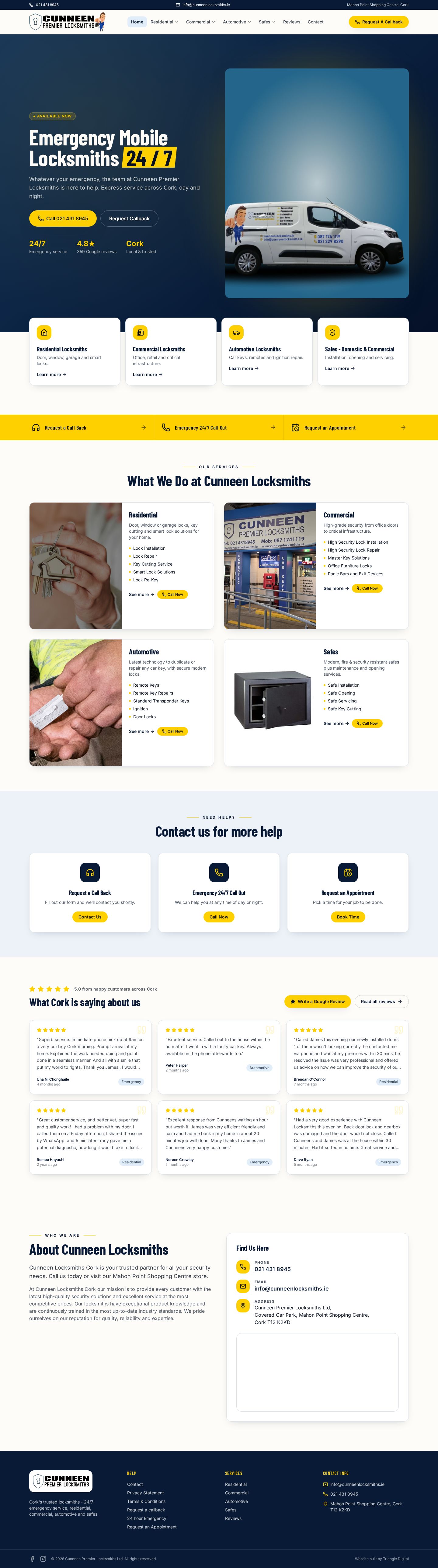 Cunneen Locksmiths website screenshot