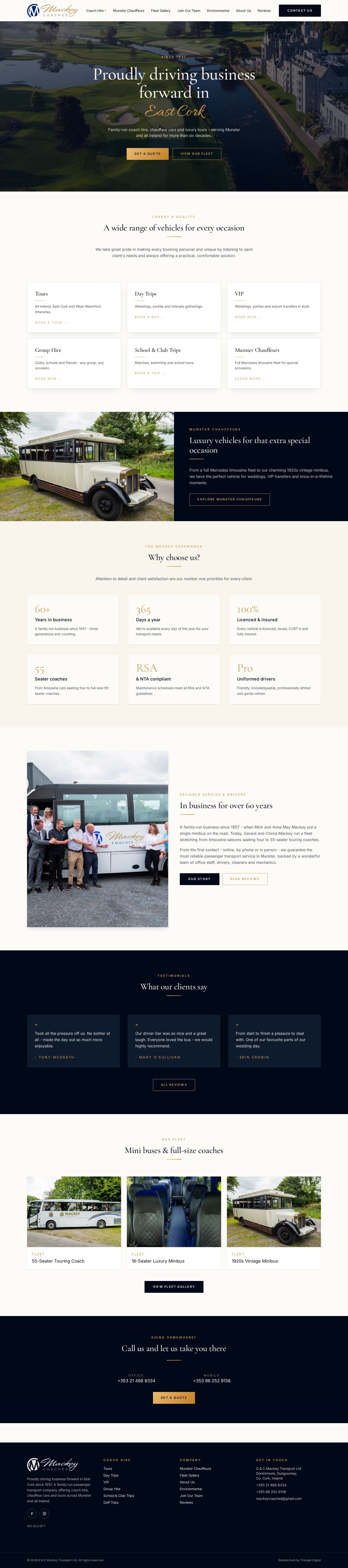 Mackey Coaches website screenshot