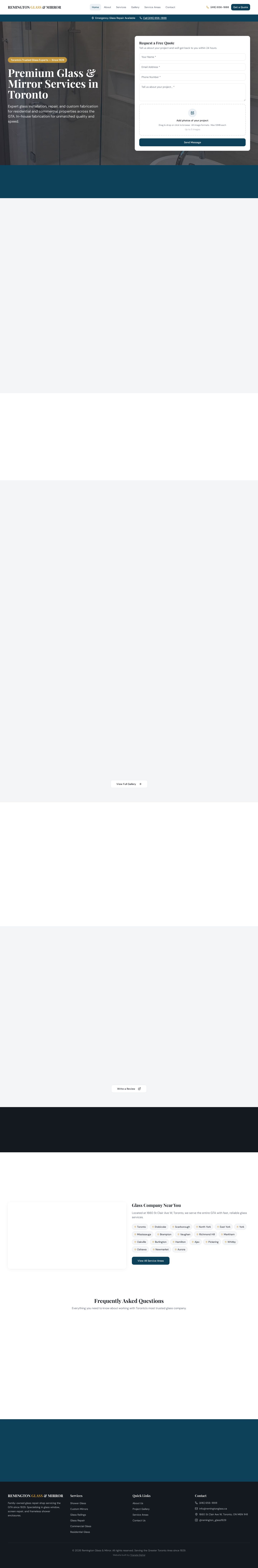 Remington Glass website screenshot