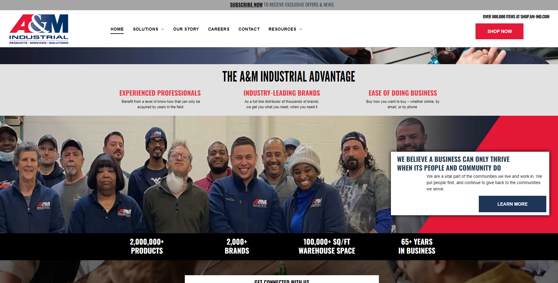 A&M Industrial Website Screenshot